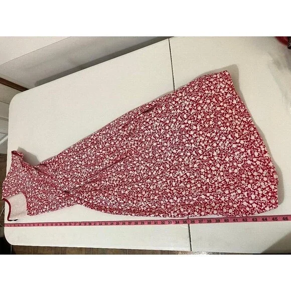 Torrid Maxi Women's Dress 1X Red Floral Cap Sleeve Pleated Fit Flare Pockets EUC - Picture 12 of 12